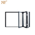 Aluminium internal bi folding window with clear tempered glass